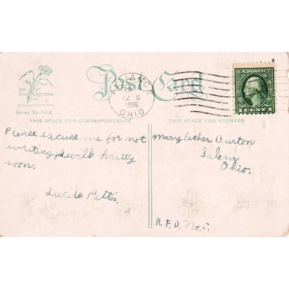 Vtg 1916 Valentine Postcard Child Red Cap Sweetheart Pink Perfection No 9003 - Picture 2 of 2